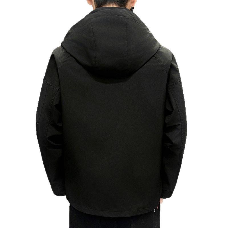 ジャケット メンズ 春秋 ブルゾン フード付き 男性用 アウター カジュアル ワークウェア カーキ色 ブラック