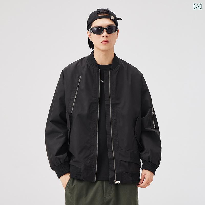 上衣 成人男性用 ベイスボール服 上衣 年月 運動すること着 編み物 アウター 濫りがわしい 片方衣嚢 黒いこと系