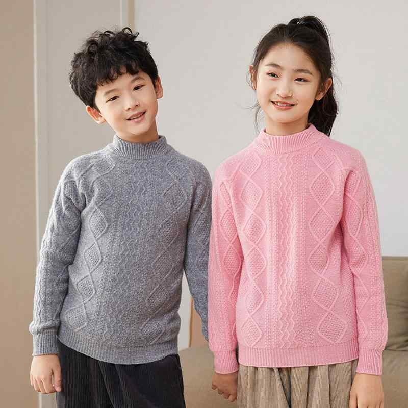 子供服 ニット セーター 秋冬 加厚 ウール 男女兼用 中童 大童 羊毛混紡 ハーフハイネック トップス 韓国風 かわいい おしゃれ 普段着|イーマイショップ