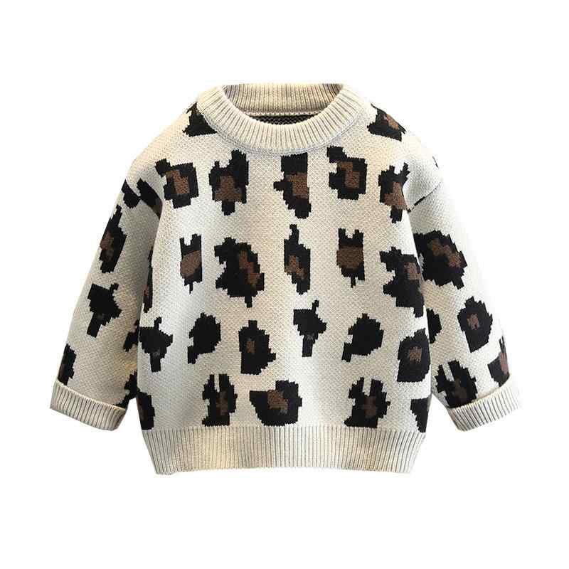 ニット・セーター キッズ 男の子 子供服 秋冬 厚手 ニット トップス ハーフネック 豹柄 ヒョウ柄 かわいい 普段使い