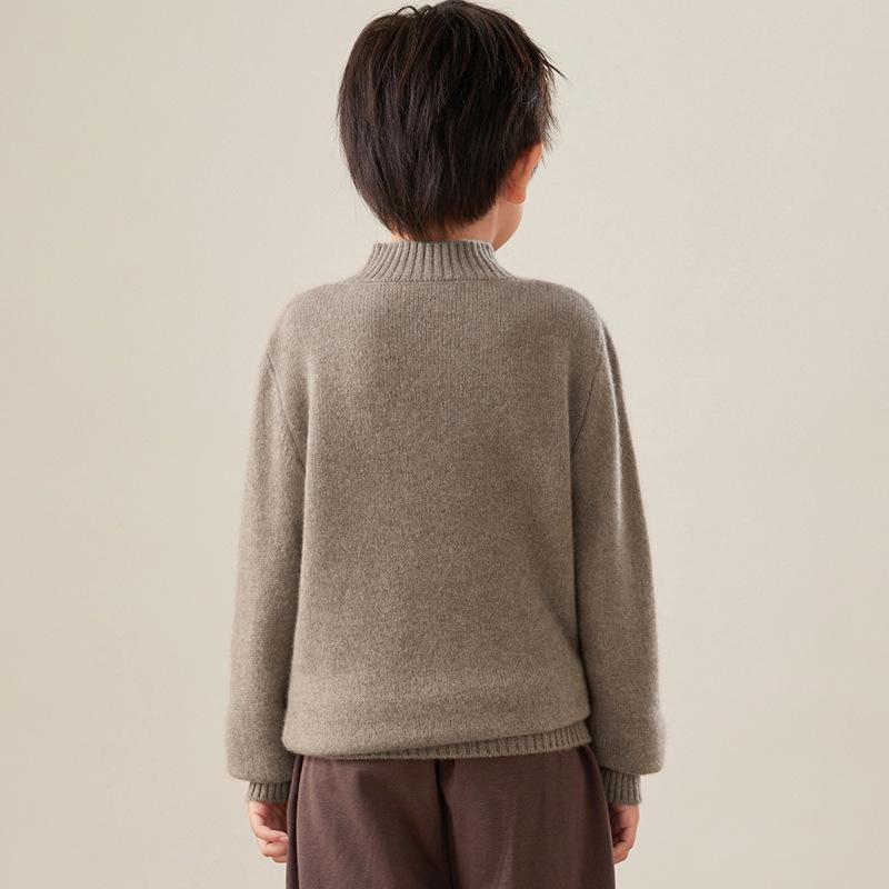 編み物 キッズ 赤ちゃん用 男女兼用 100% ピュアウール スウェーター 丸首 ティーシャツ 提花飾りつけ 秋冬 保温 防寒