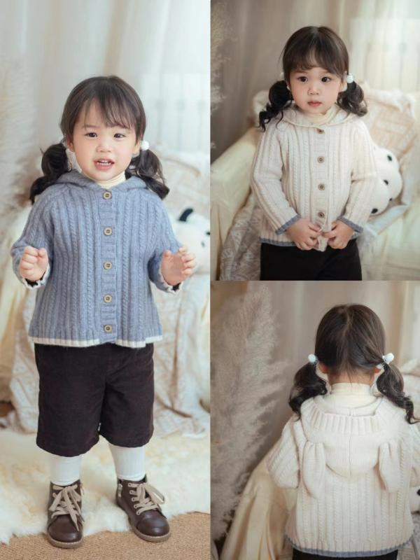 子供服 カーディガン 春秋 ニット ウール混紡 帽子付き ベビー 幼児 兎耳 かわいい カジュアル 男の子 女の子 ベージュ グレー 80 90 100 110 120 6,727円