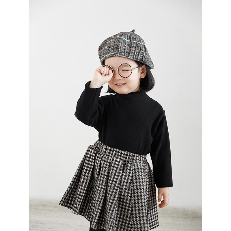 キッズ 女の子 トップス カットソー 裏起毛 ハイネック 無地 韓国風 冬