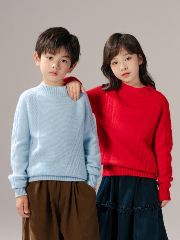 子供服 ニット・セーター 秋冬 子供用 タートルネック プルオーバー 厚手 男の子 女の子 ウール カシミヤ混紡 トップス かわいい おしゃれ ミドル丈 ベージュ 水色 赤 黄色 グリーン 100cm 110cm 120cm 130cm 140cm 15