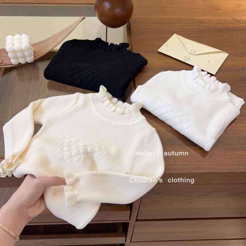 ニット キッズ 女の子 セーター 秋冬 長袖 タートルネック 子供 トップス カットソー 厚手 無地 90 100 110 120 130 140