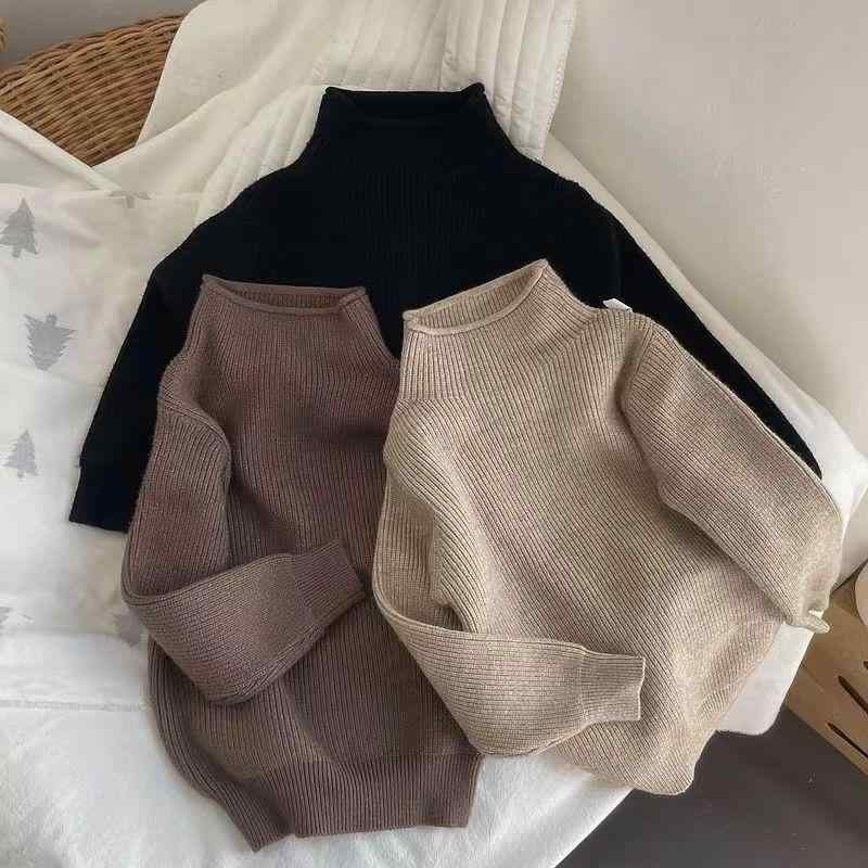 ニット セーター キッズ ベビー 子供服 男女兼用 タートルネック トップス 秋冬 無地 普段着 かわいい 柔らかい ブラック コーヒー色 オートミール色 ジンジャーイエロー グリーン ベージュ 80 90 100 110 120 130 140 150