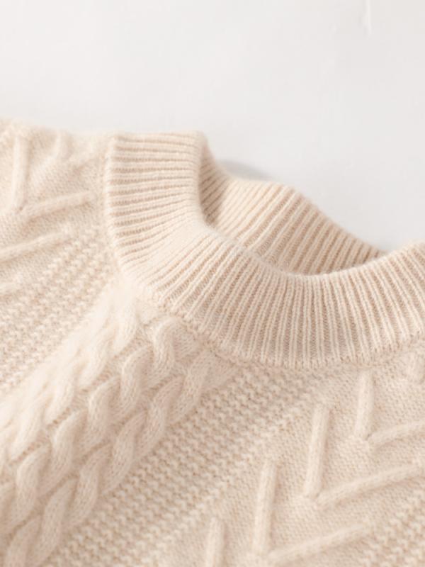 赤ちゃん服 編み物 スウェーター 秋冬 朦々たる 野羊 絨 カシミール 労働者の一団首っ玉 ティーシャツ 有線テレビ編み 長袖 男女兼用 キッズ 愛くるしい 100 110 120 130 140 150 160 170