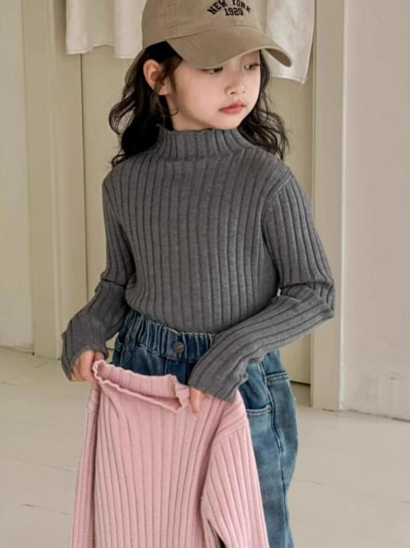 子供服 ニット・セーター ガールズ 秋冬 厚手 ハーフハイネック プルオーバー トップス インナー かわいい 普段使い 8歳 9歳 10歳 11歳 12歳 13歳 14歳 15歳 16歳