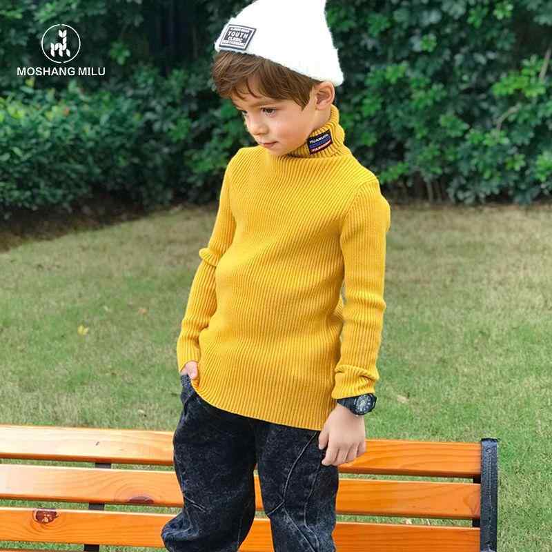 ニット キッズ 男の子 子供服 タートルネック セーター トップス 秋冬 厚手 防寒 暖か 無地 黒 ブラック 紺 ネイビー 黄色 アイボリー