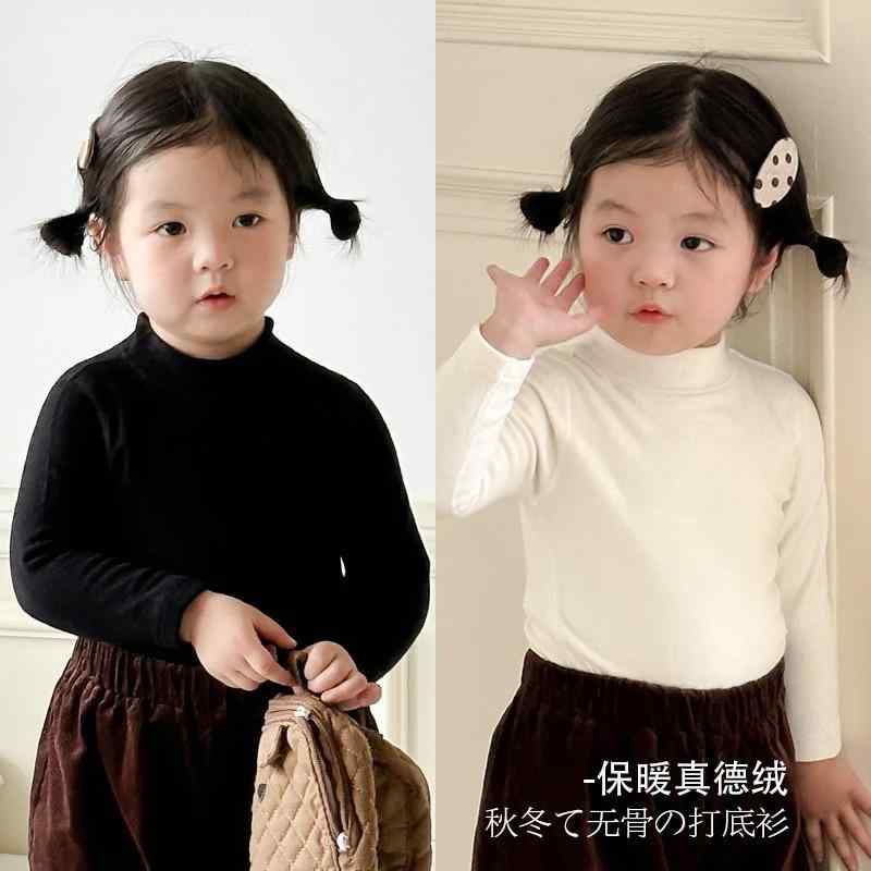 Tシャツ キッズ 子供 長袖 秋冬 インナーシャツ あったか 綿95％ リブ編み 無地 ボーダー柄 男の子 女の子 90 100 110 120 130 140 150 160