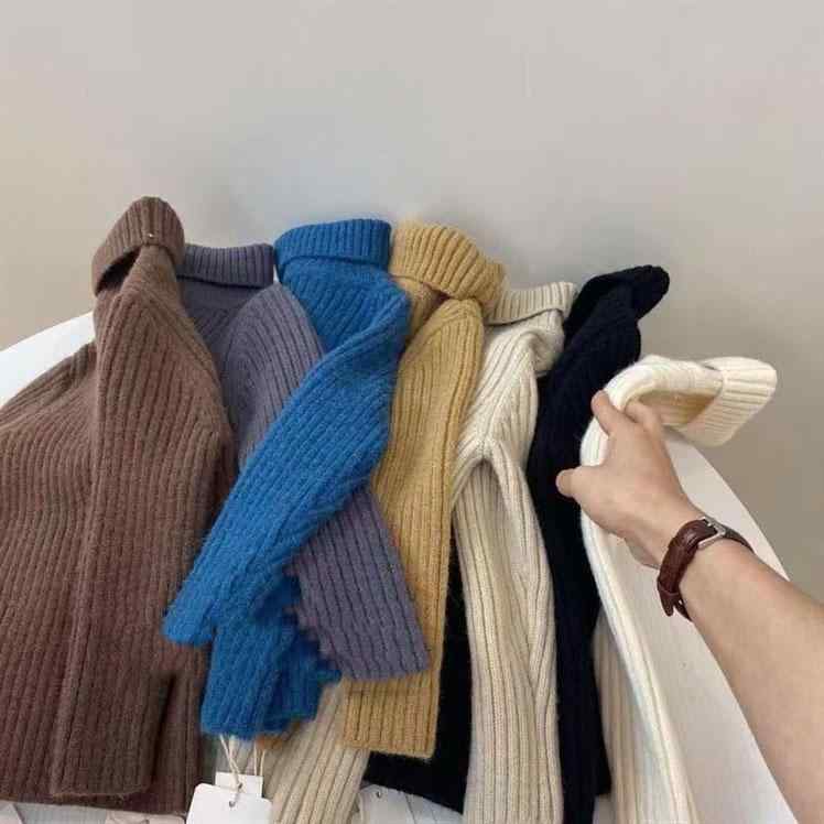 ニット 子供服 男女兼用 ニットセーター タートルネック 厚手 秋冬 普段使い 保温性 伸縮性 男の子 女の子 90cm 100cm 110cm 120cm 130cm 140cm 杏色 黒色 カーキ色 青色 白色 茶色