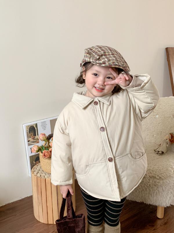 子供服 男女兼用 コットン ジャケット 厚手 冬 ベビー服 アウター かわいい 無地 襟付き ポリエステル 80cm 90cm 100cm 110cm 120cm 130cm 140cm