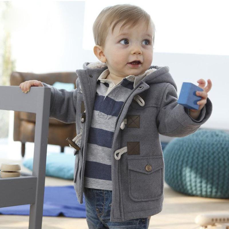 子供服 男の子 アウター 長袖 フード付き 裏起毛 ジップアップ ブルゾン 牛角 トグルボタン 飾り 中綿入り あったか カジュアル 冬