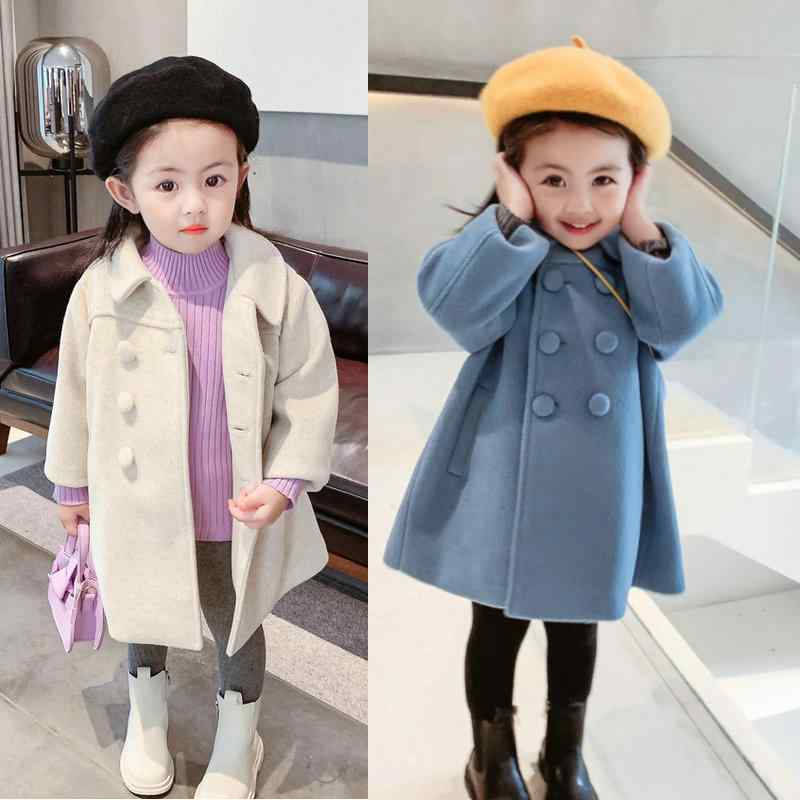 子供服 女の子 アウター 冬 襟付きコート 裏地付き 厚手 中綿入り ダブルボタン ミドル丈 子供用 ジャケット 春 秋 無地 防寒 ベージュ ブルー