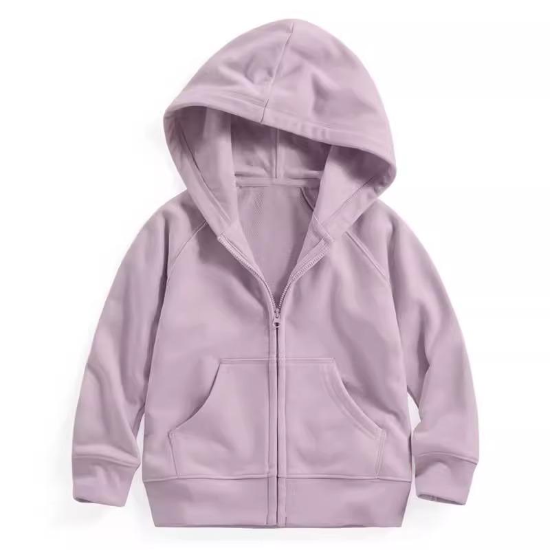 キッズ 男女兼用 パーカー スウェット トレーナー 子供服 綿100% トップス ジップアップ スポーツ ジャケット アウター 長袖 秋冬 普段着 部屋着 運動着 かわいい 男の子 女の子 グレー 灰色 パープル 紫 ピンク 黄色 イエロー ブルー 青