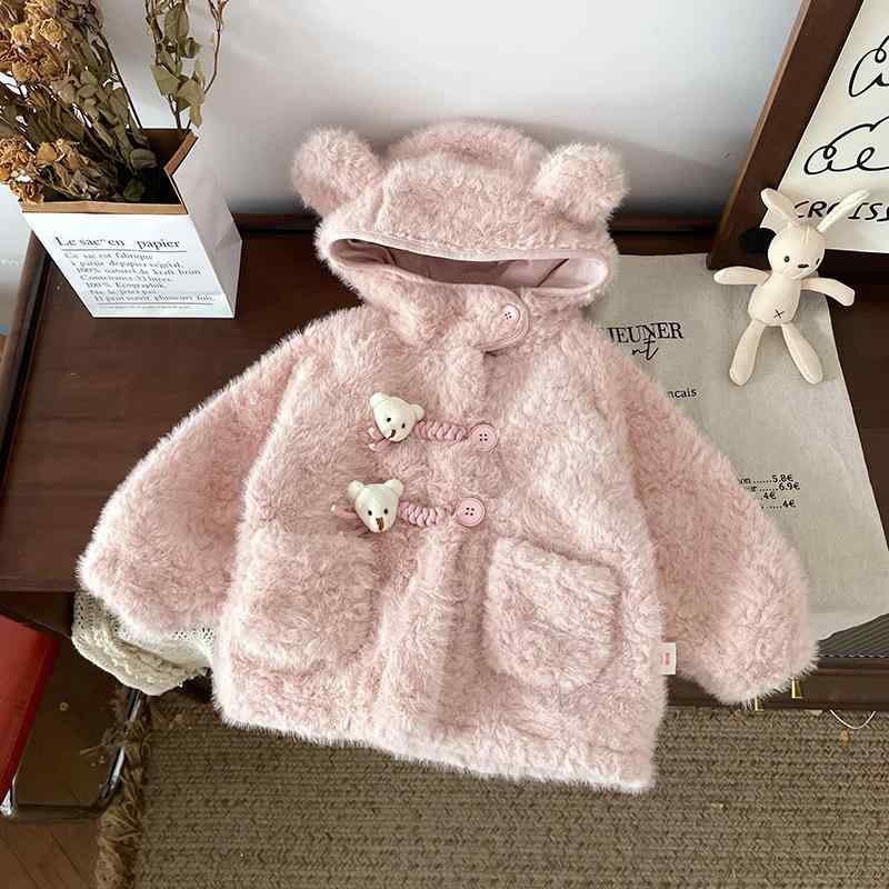 子供服 女の子 アウター ボア ジャケット 韓国風 かわいい フリース ジャケット 中綿 厚手 防寒 秋冬 ピンク系