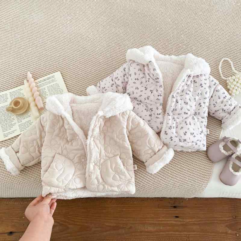 ベビー服 女の子 アウター フリース ジャケット 裏起毛 花柄 ボア パーカー 赤ちゃん 防寒着 かわいい 上着 羽織もの 普段使い お出かけ