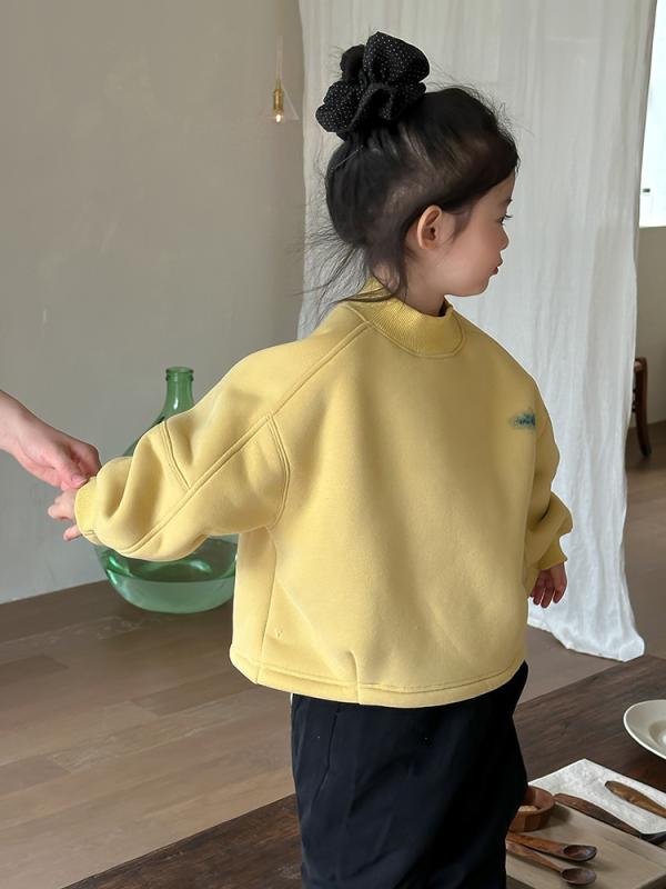 キッズ 子供用 スウェット トレーナー 裏起毛 厚手 冬服 長袖 トップス カートゥーン プリント かわいい 普段着 部屋着 イエロー パープル系 90cm 100cm 110cm 120cm 130cm 140cm 150cm