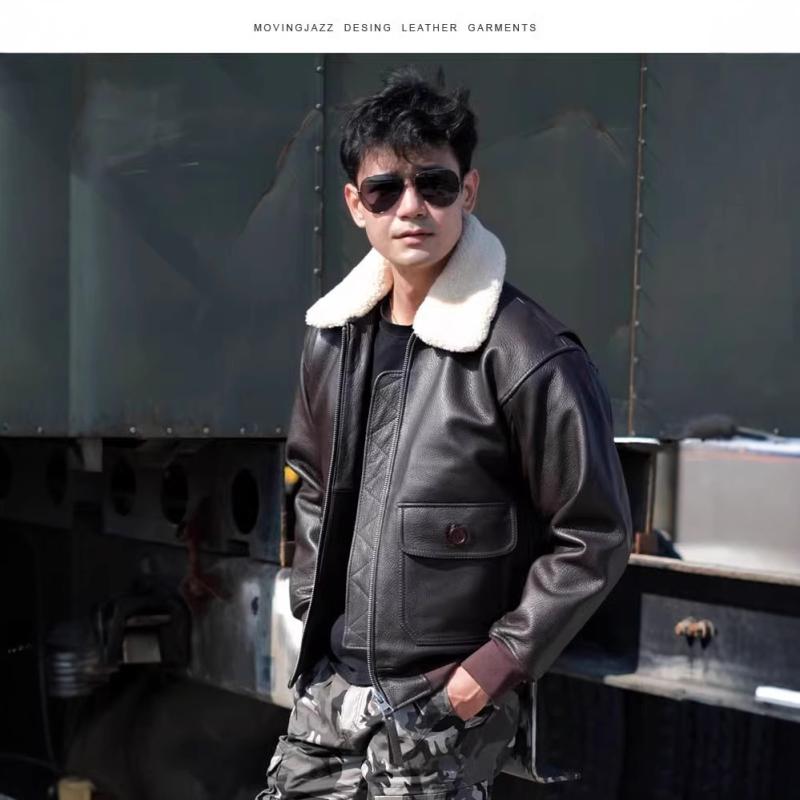 革ジャン メンズ 男性用 G1 空軍 フライトジャケット シープスキン 本革 ラムレザー 羊革 ジャンパー ブルゾン ミリタリージャケット リブ ショート丈 襟ボア 秋冬