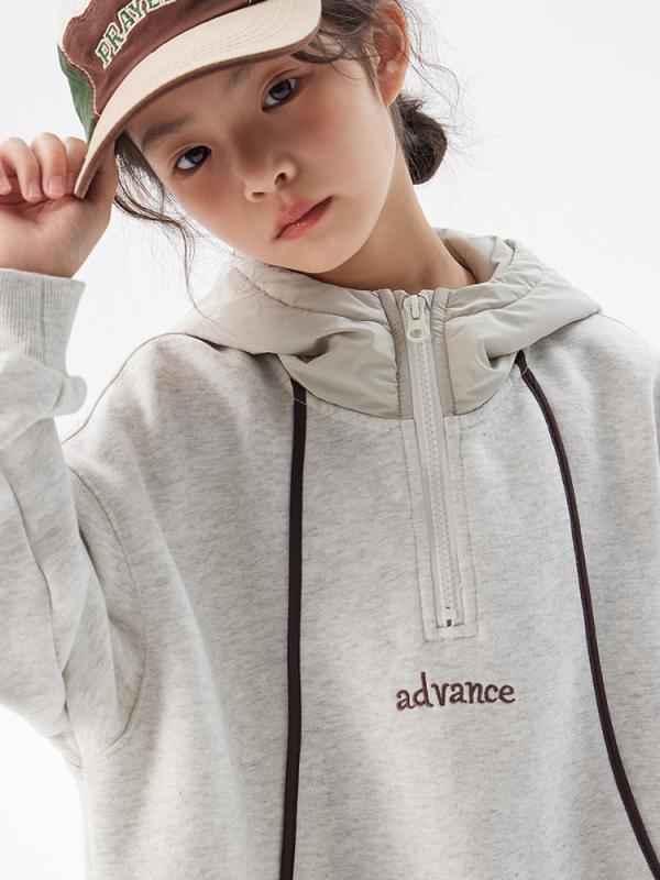 子供服 アウター 女の子 秋冬 裏起毛 パーカー 中学生 高学年 キッズ ガールズ トップス 長袖 防寒 暖かい 厚手 フード付き 無地 グレー 120cm 130cm 140cm 150cm 160cm
