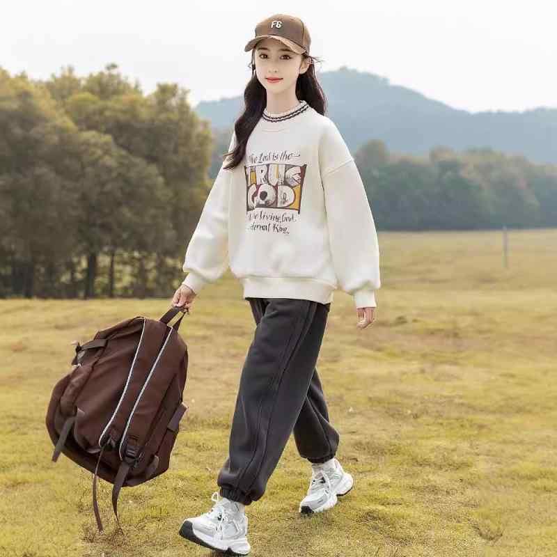 子供服 スウェット ガールズ 秋冬 裏起毛 厚手 ゆったり トップス カットソー 普段使い お出かけ着 綿 8歳 9歳 10歳 11歳 12歳 13歳 14歳