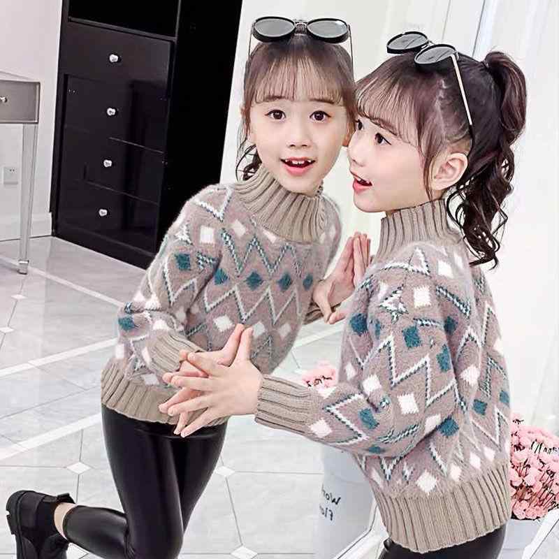 ニット キッズ 女の子 裏起毛 厚手 子供服 セーター チェック柄 トップス 長袖 かわいい 普段着 通学 伸縮性 秋冬