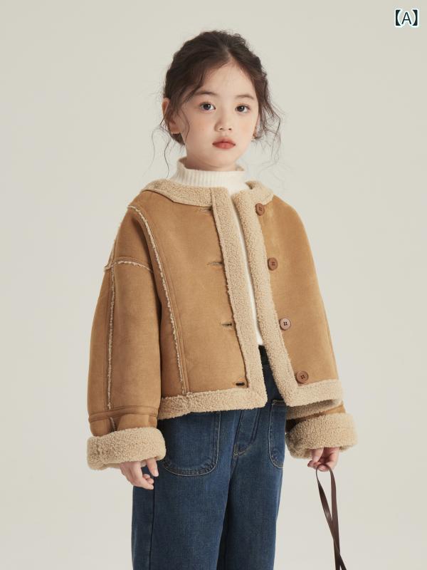 子供服 アウター 女の子 冬 中高学年 ボアジャケット スエード調 防寒 100cm 110cm 120cm 130cm 140cm 150cm 160cm