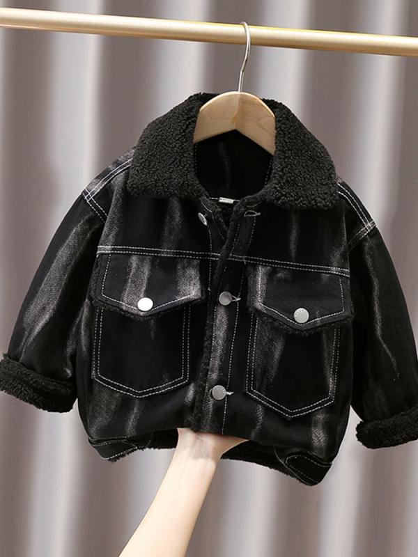 子供服 デニムジャケット 秋冬 裏起毛 厚手 ベビー キッズ セットアップ 男の子 韓国風 カジュアル
