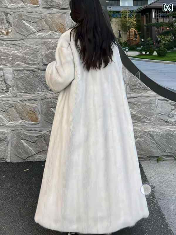 コート レディース フェイクファー ミンク ロング丈 西洋スタイル エレガント アイボリー ブラウン ブラック 秋冬｜イーマイショップ 13,505円