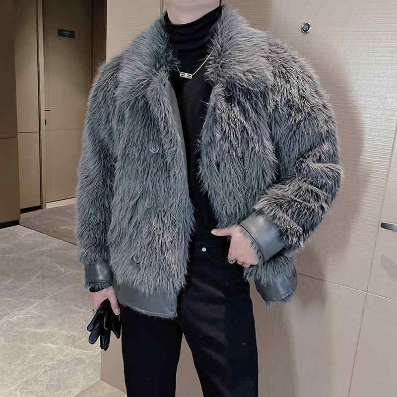 アウター メンズ 男性用 冬物 毛皮コート 暖かい 防寒 厚手 フェイクファー 裏ボア 切り替え 普段使い デート