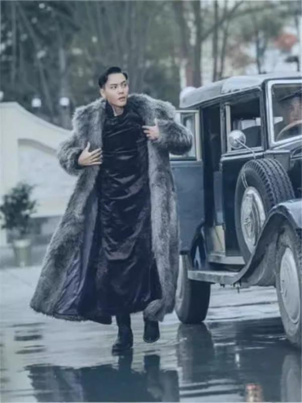 厚地の外套 成人男性用 フェイクファー ロング丈 厚地の外套大きさ 朦々たる アウター 深薄墨色 浅薄墨色 生あたたかい 防寒 秋冬 心地好い 普段使い