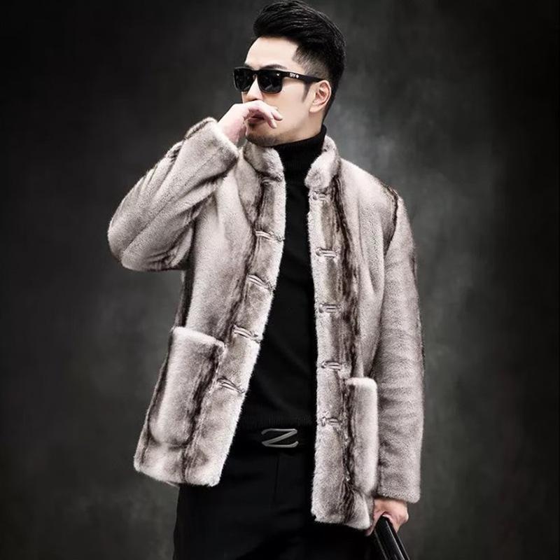 コート メンズ 男性用 フェイクファー ミンクファー チャイナ風 ジャケット スタンドカラー 秋冬 防寒 暖かい あったか カジュアル|イーマイショップ