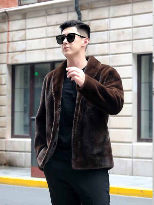 毛皮コート 男性用 ファーコート リバーシブル ミンク風 金貂? 紳士服 アウター 防寒 秋冬 カジュアル スコットランド風|イーマイショップ