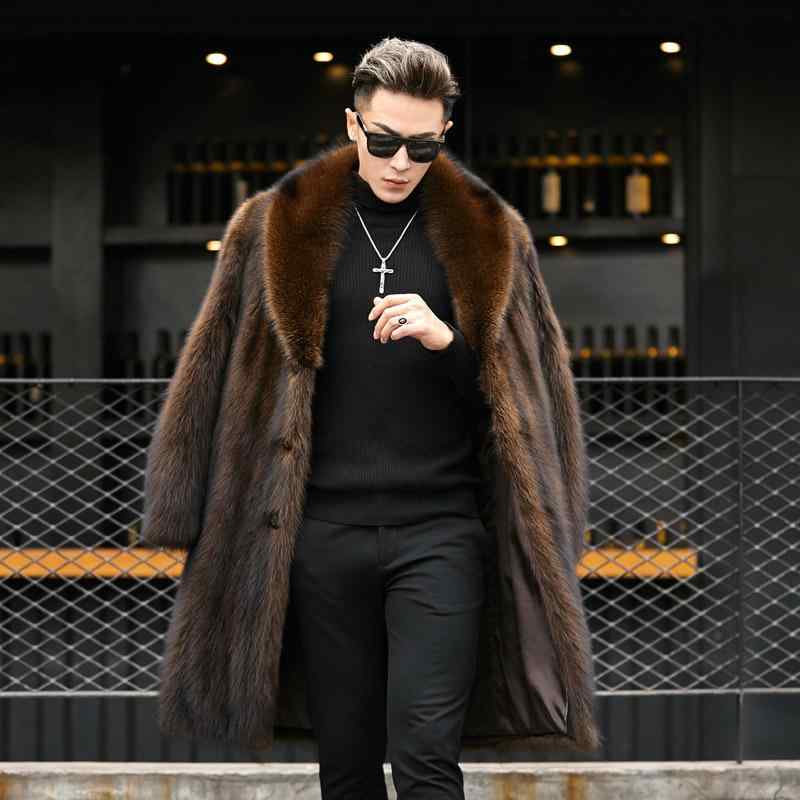 コート メンズ 男性用 フェイクファー ミンクファー ロング丈 紳士服 ビジネス カジュアル 防寒着 アウター 黒 ブラック ブラウン 秋冬