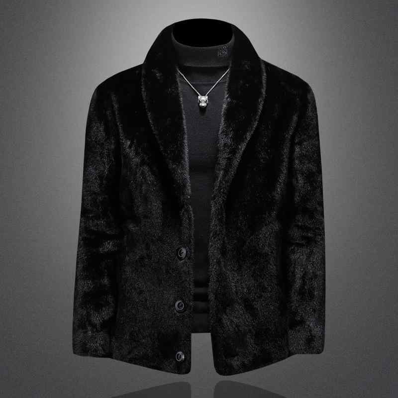 ジャケット 男性用 アウター 冬物 合体型 翻領 防寒 兔毛 フェイクファー ブラック ブラウン M L XL 2XL