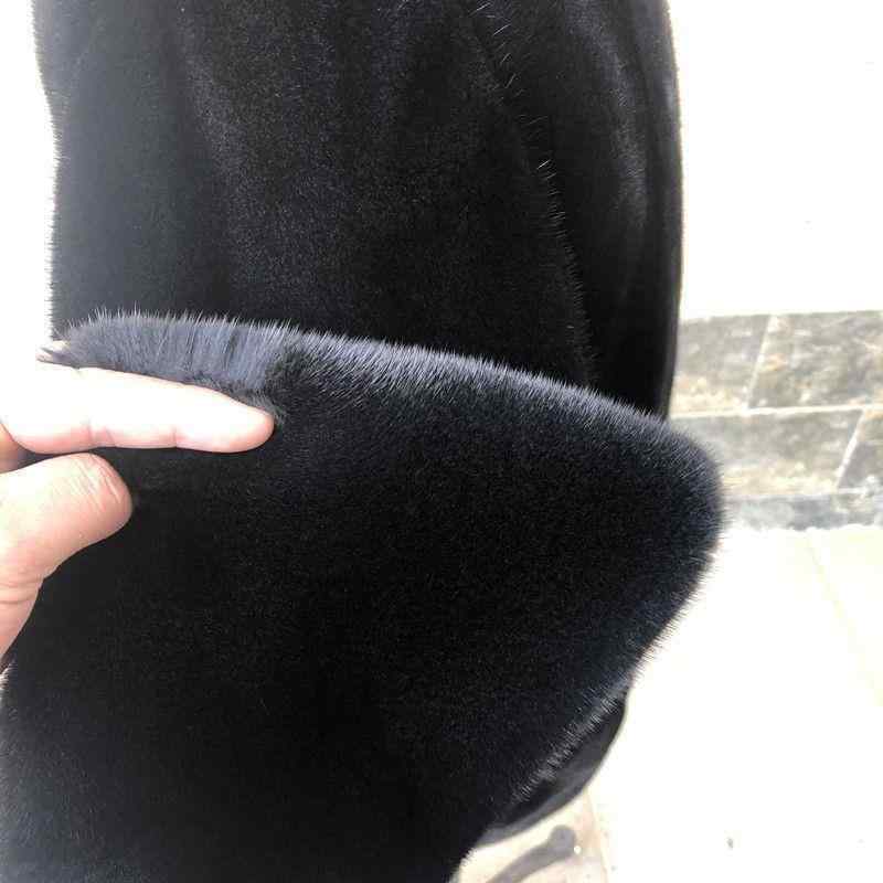 厚地の外套 メンズ 成人男性用 獣の皮 毛革 秋冬 ボンネット付き添い人 生あたたかい 防寒 ゆったり 黒いこと 黒 遊撃手丈 心地よい 港風 金貂絨 90% 伸縮性