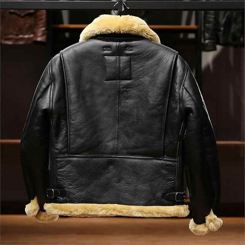 ジャケット 男性用 シープスキン B6 ムートン 本革 レザー 秋冬 暖かい 防寒 フライトジャケット ブルゾン ゆったり 普段使い