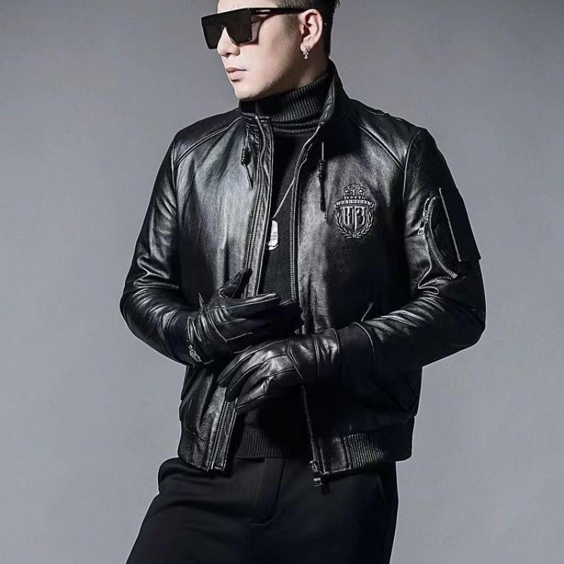 革ジャン 男性用 牛革 ライダースジャケット 裏起毛 秋冬 ブラック ゆったりサイズ レザージャケット ブルゾン ジャンパー アウター 防寒 あったか|イーマイショップ