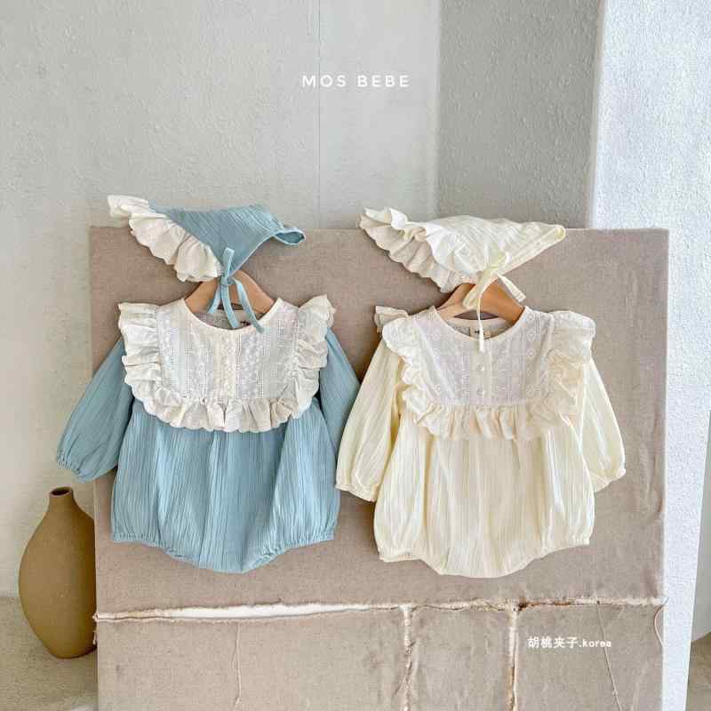 ベビー服 女の子 長袖ロンパース ハーネス付き 春秋 新生児 花柄 レース コットン