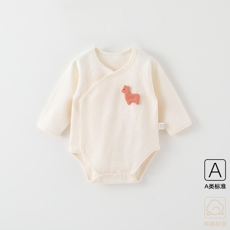ベビー服 ロンパース 新生児 乳幼児 純綿100% 長袖 カバーオール 春秋 A類 提花 メッシュ 通気性 0歳 1歳 2歳 かわいい ベージュ系 グレー系 ピンク系 ブルー系 59cm 66cm 73cm 80cm 90cm