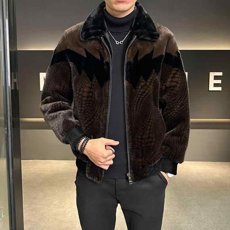 ジャケット 男性用 フェイクファー ブルゾン ショート丈 暖かい 防寒 厚手 紳士 ビジネス カジュアル 無地 ブラウン系 ブルー系｜イーマイショップ