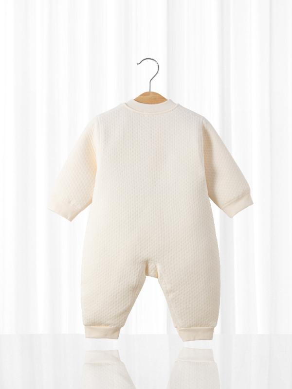 ベビー服 新生児 ベビー 純綿 カバーオール 秋冬 長袖 ロンパース 前開き 無地 かわいい 赤ちゃん 肌着 綿100%