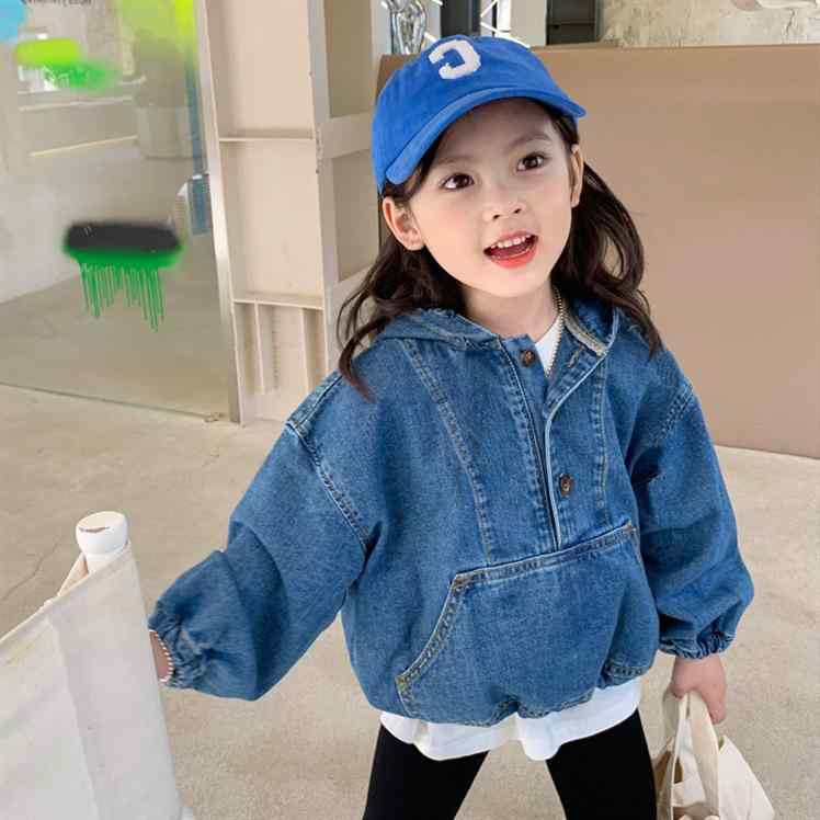 キッズ 女の子 デニムジャケット パーカー 春秋 子供服 アウター Gジャン 上着 かわいい 普段着 通園 通学 7-140