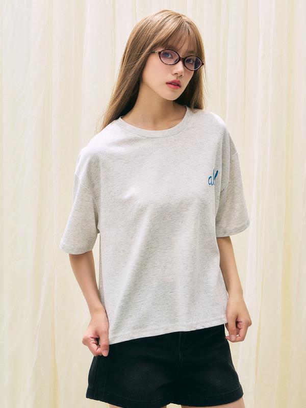 Tシャツ レディース 半袖 ラウンドネック プリント バックプリント ゆったり かわいい 綿 日韓風 カジュアル ホワイト イエロー グリーン ブルー グレー ピンク系