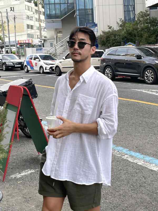 シャツ メンズ 男性用 麻 リネン 混紡 接触冷感 通気性 長袖 薄手 襟付き トップス アウター カジュアル 普段使い 春夏 ブラック ホワイト