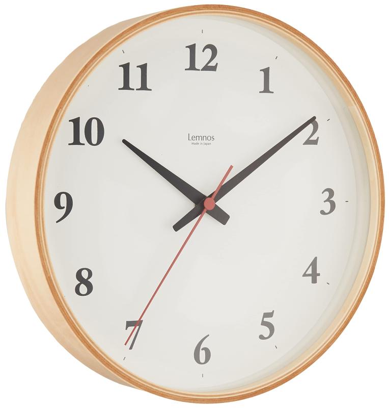 レムノス 掛け時計 電波 アナログ プライウッド 天然色木地 Plywood clock Lemnos