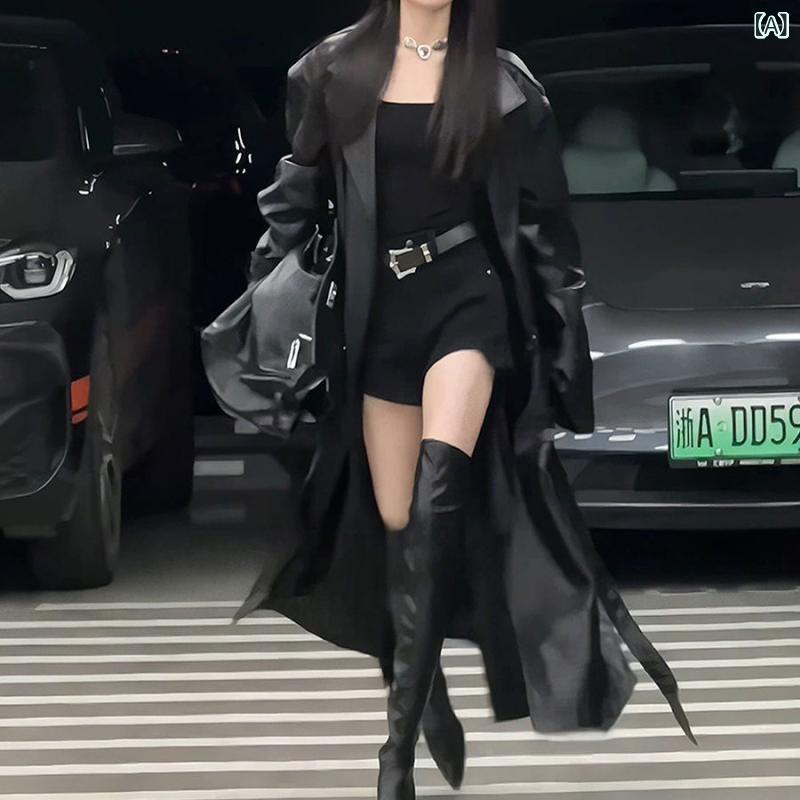 厚地の外套 レディース 韓国風 レトロ ゆったり 真っただ中丈 ピーコート 普段使い走り ポリエステル 黒いこと 黒