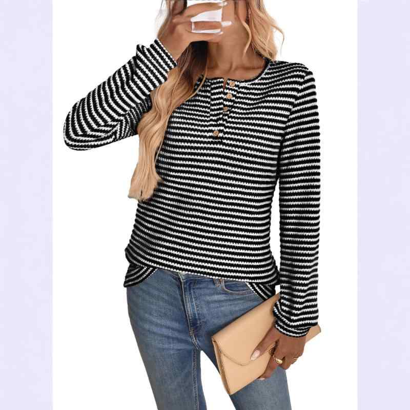 Tシャツ レディース 秋冬 婦人服 菠?格柄 カジュアル ニット トップス 長袖 ラウンドネック 欧美風 ブラック ワインレッド コーヒー色 ブルー