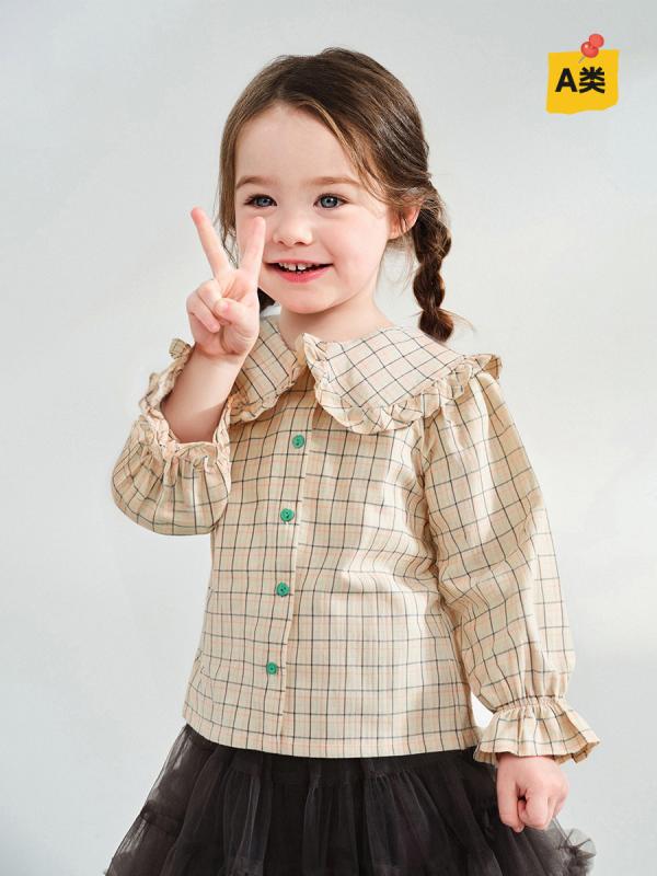 子供服 女の子 シャツ 長袖 チェック柄 襟付き トップス かわいい おしゃれ 韓国風 春秋