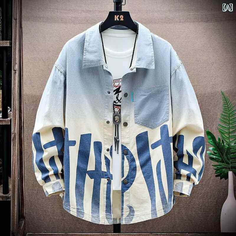 シャツ メンズ デニム ジャケット 男性用 ライトアウター Gジャン ブルゾン 春秋 薄手 竹繊維 ポリエステル 普段使い 羽織り トップス